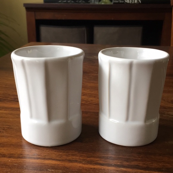 REVOL White Chef’s Hat French Porcelain Espresso Tea or Appetizer Cup Set of 2 - Picture 2 of 9